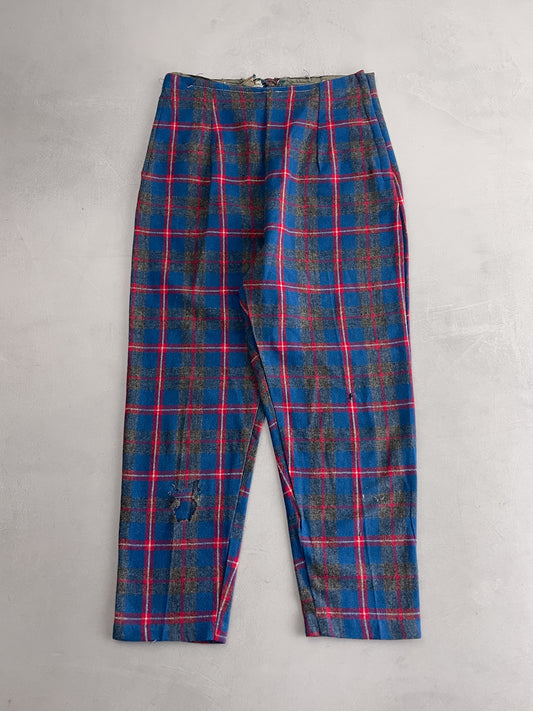 1960's Handmade Side Zip Tartan Trousers [28"]