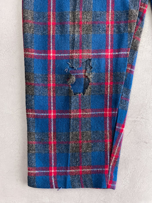 1960's Handmade Side Zip Tartan Trousers [28"]