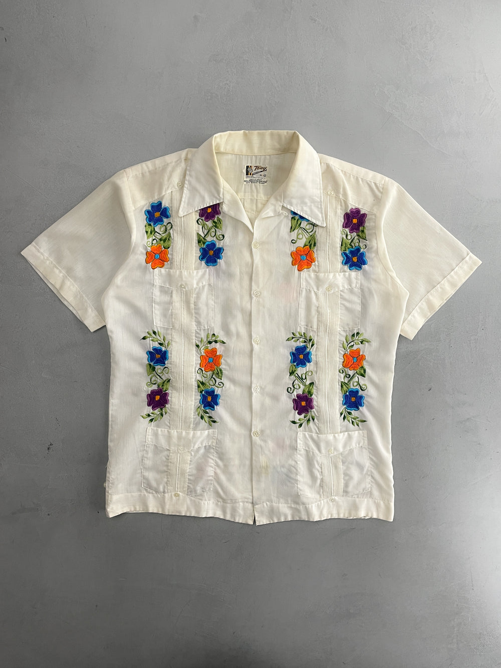 Embroidered Floral Cuban Shirt [XL]