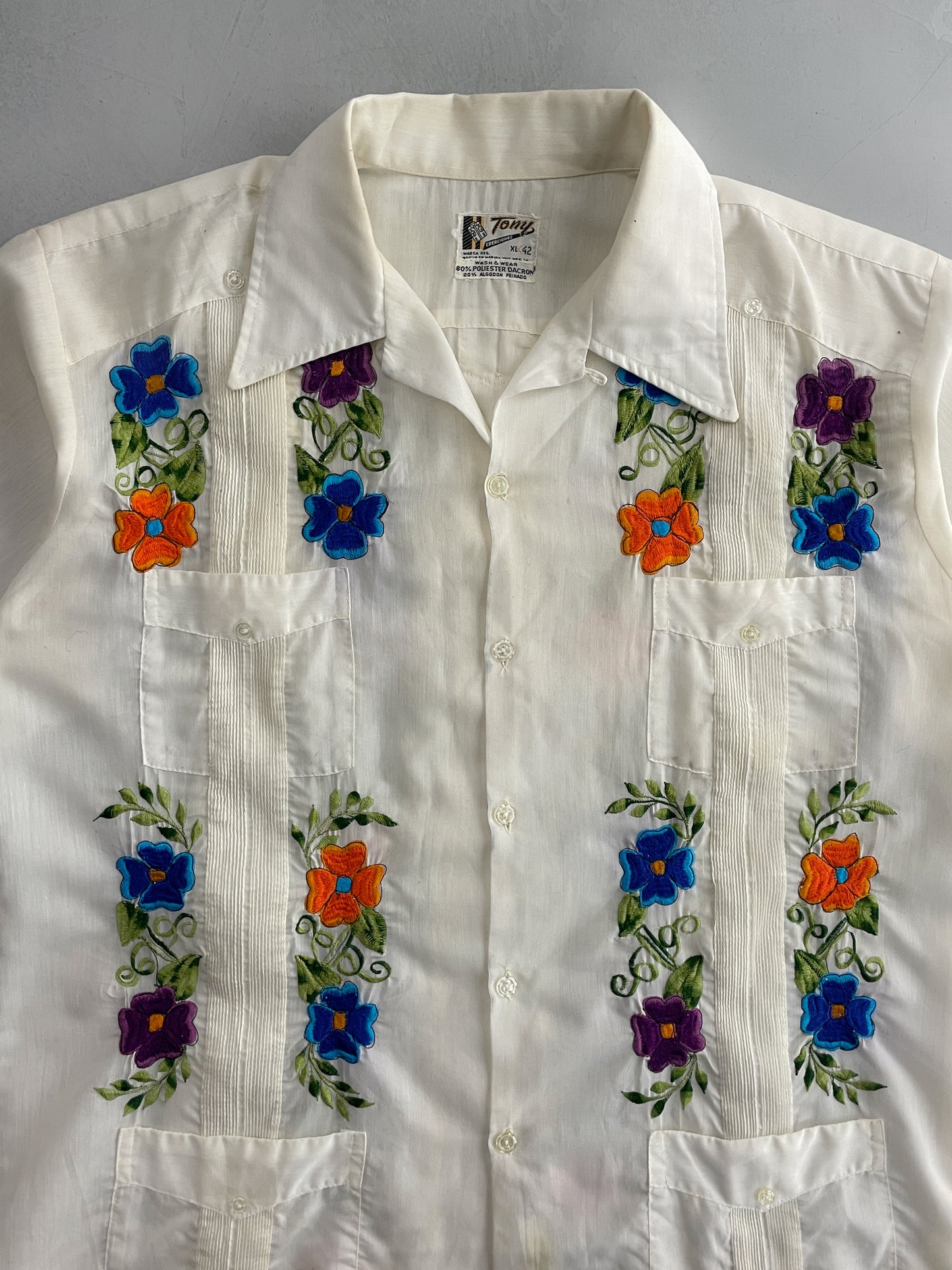 Embroidered Floral Cuban Shirt [XL]
