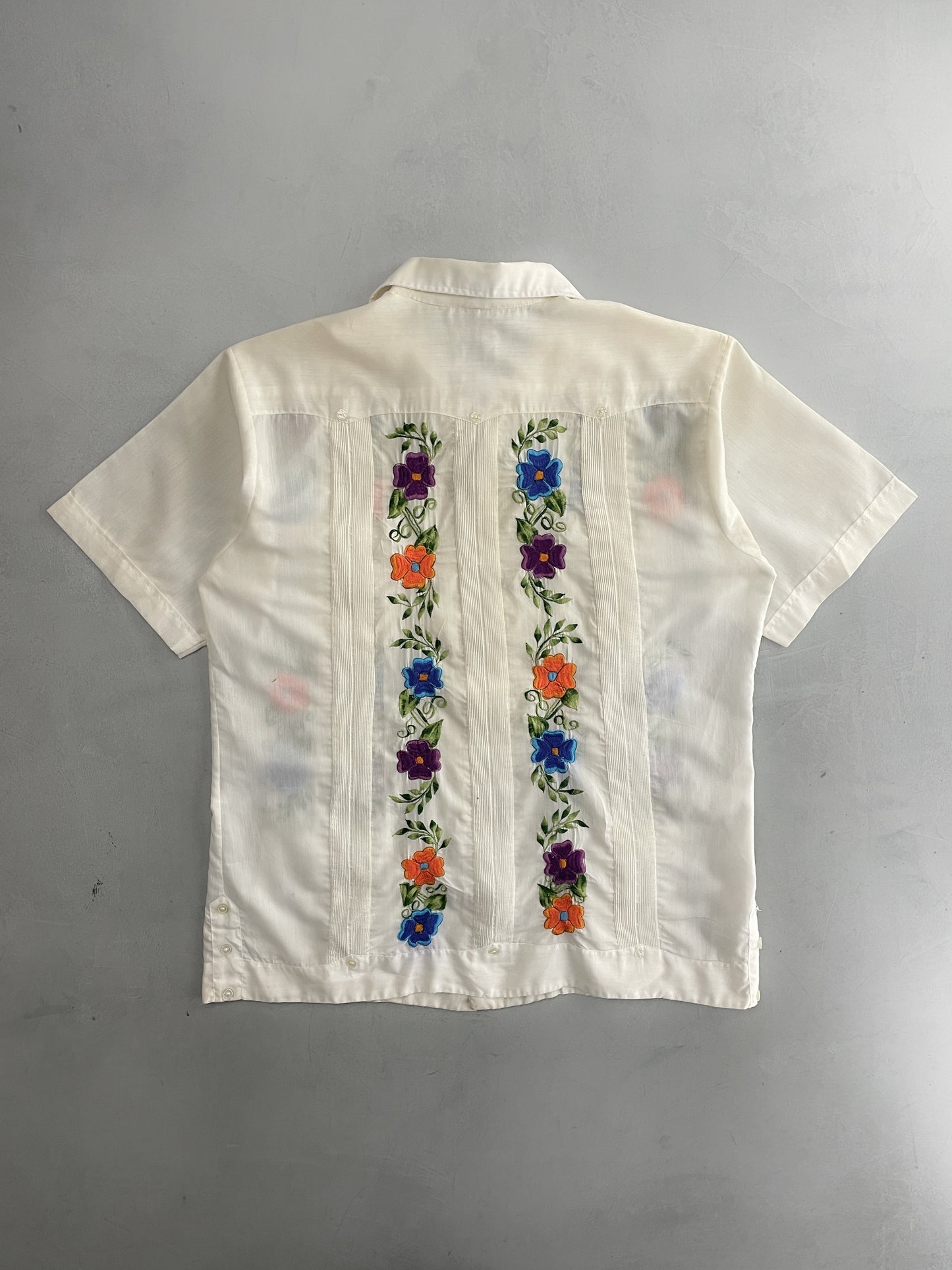 Embroidered Floral Cuban Shirt [XL]