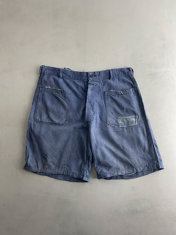 Thrashed Selvage Navy Shorts [33"]