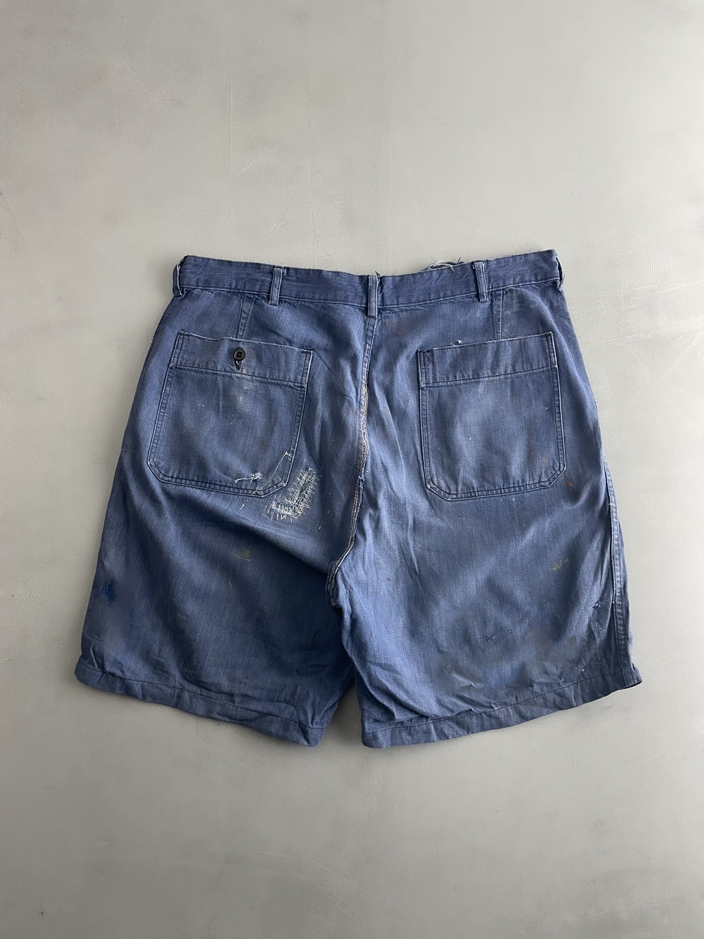 Thrashed Selvage Navy Shorts [33"]