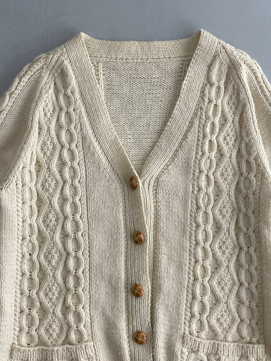 Cable Knit Wool Cardigan [L/XL]