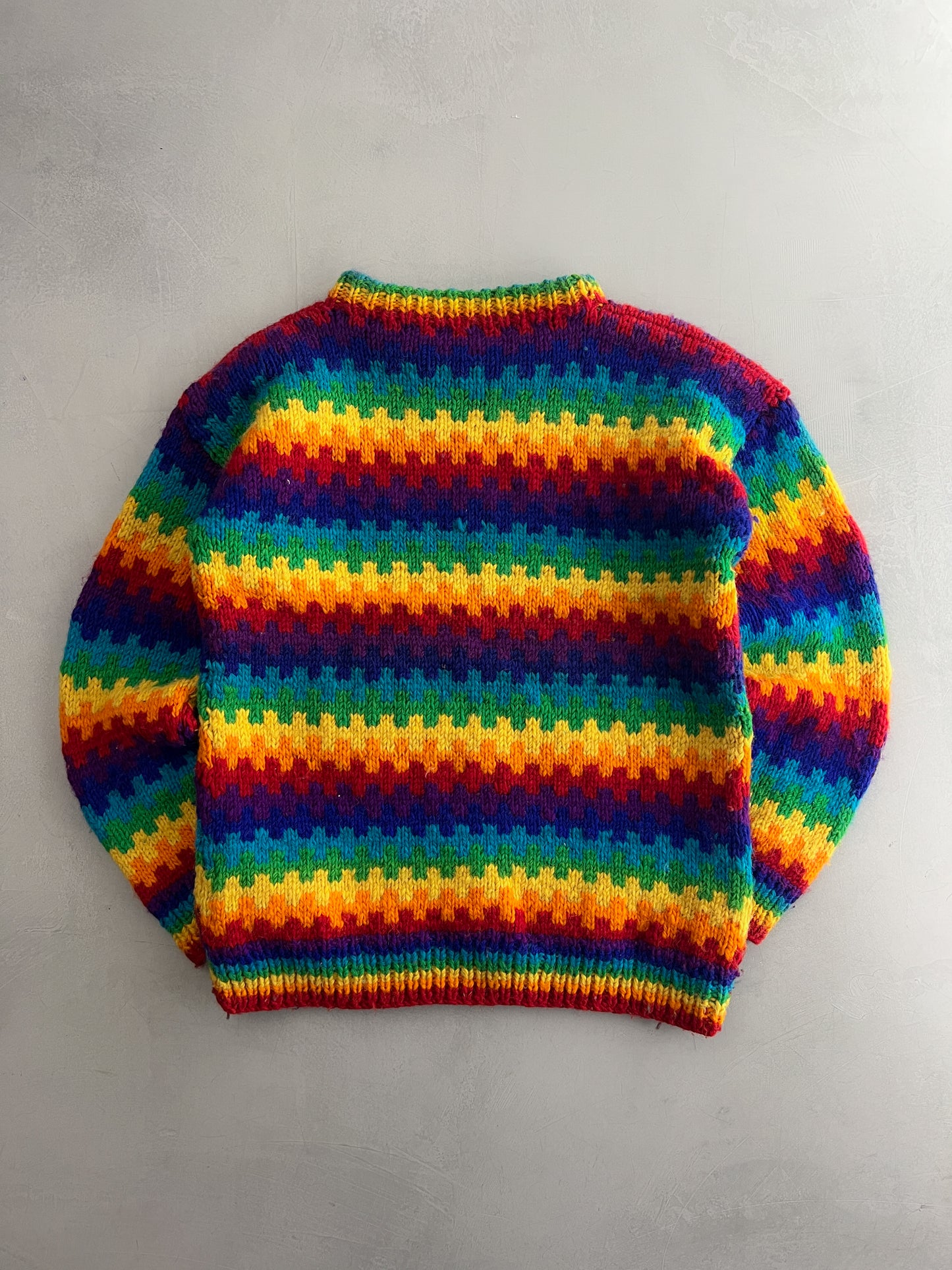 Hand-Knitted Multi-Coloured Sweater [L]