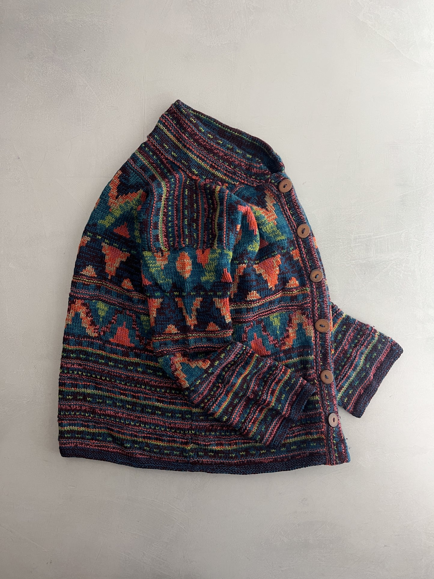 Hand-Woven Aztec Wool Cardigan [L]