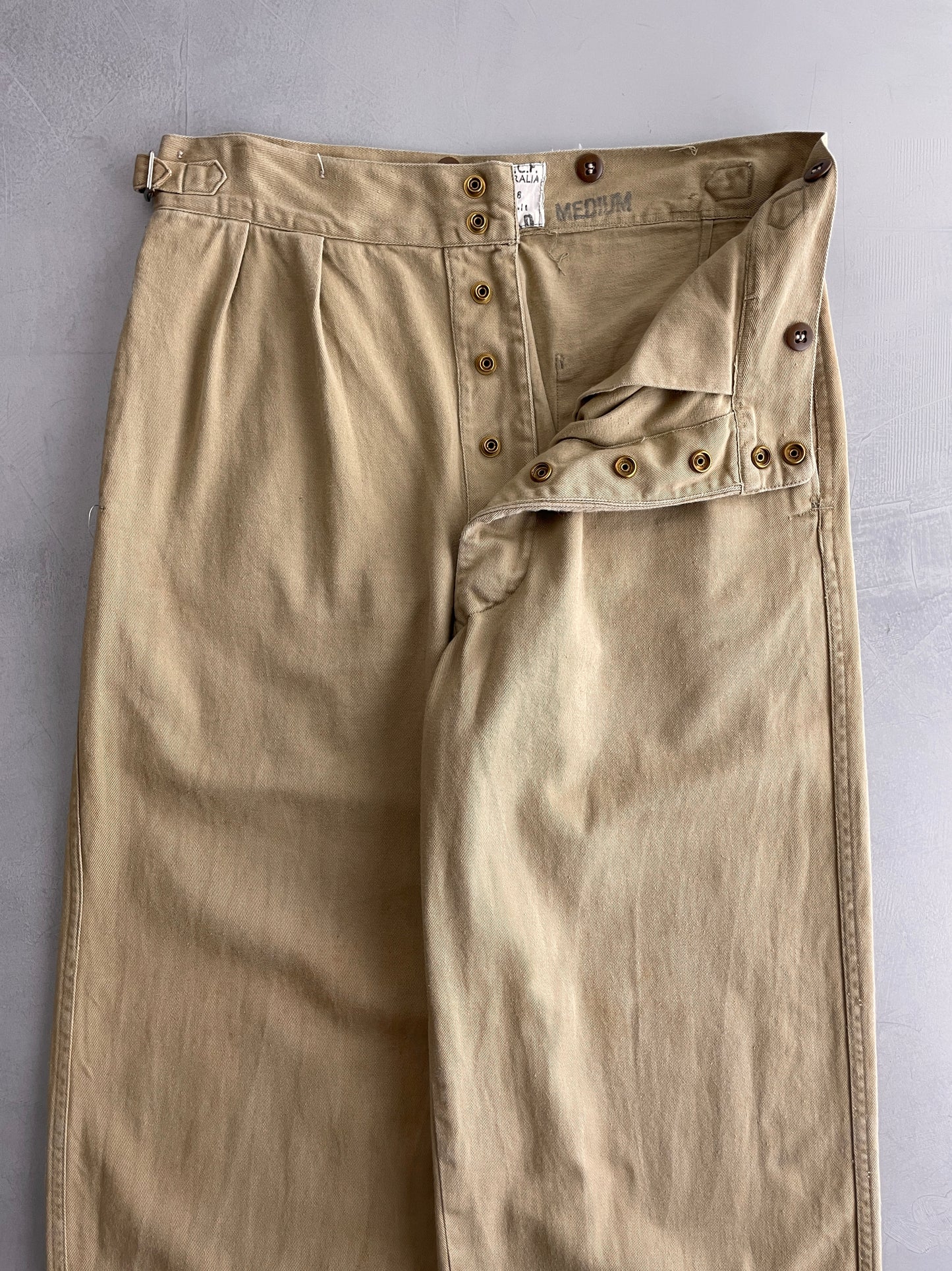 50's Aus Military Press Stud Pants [32"]