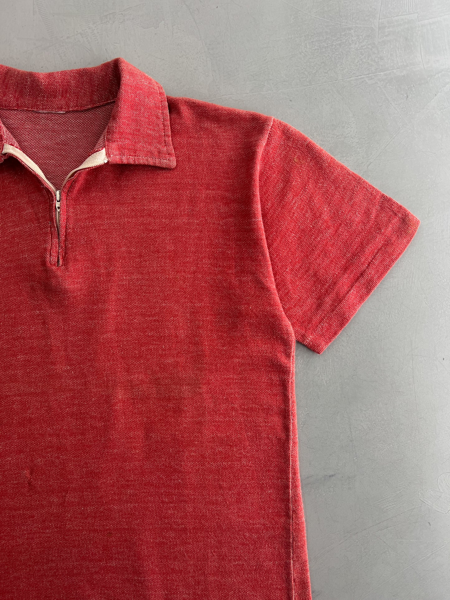 70's 1/4 Zip Polo Shirt [S]