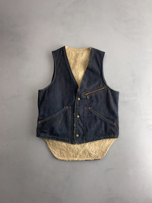 70's Carters Denim Work Vest [S/M]