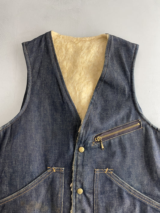 70's Carters Denim Work Vest [S/M]