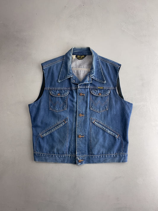 Made In USA Wrangler Denim Vest [L]