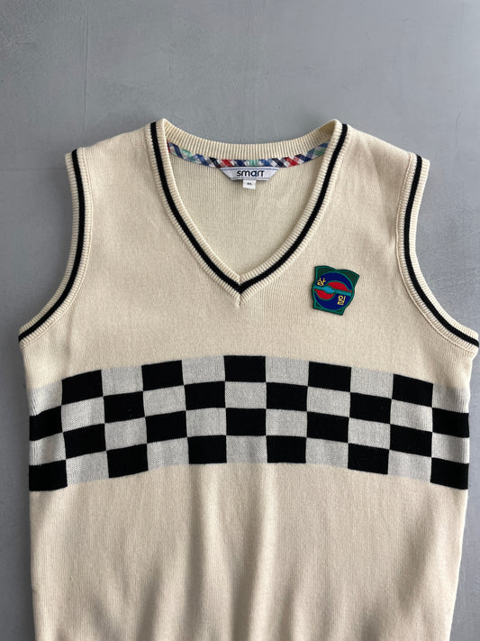 Korean Checkerboard Knitted Vest [M]