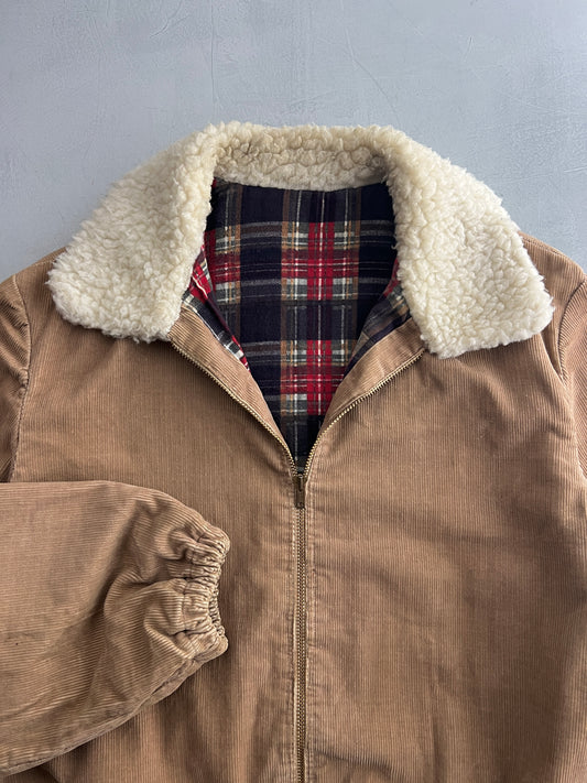 60's Tartan Lined Cord Jacket [M/L]