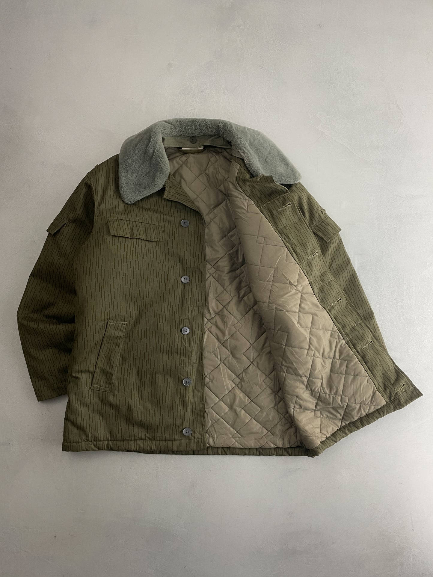 Quilt Lined East German Rain Camo Jacket [L]