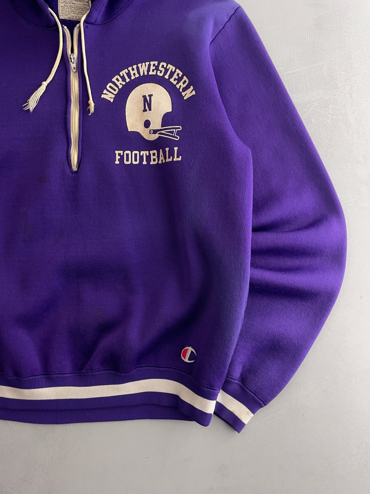 60's Champion Northwestern Football Quarter Zip Hoodie [L]