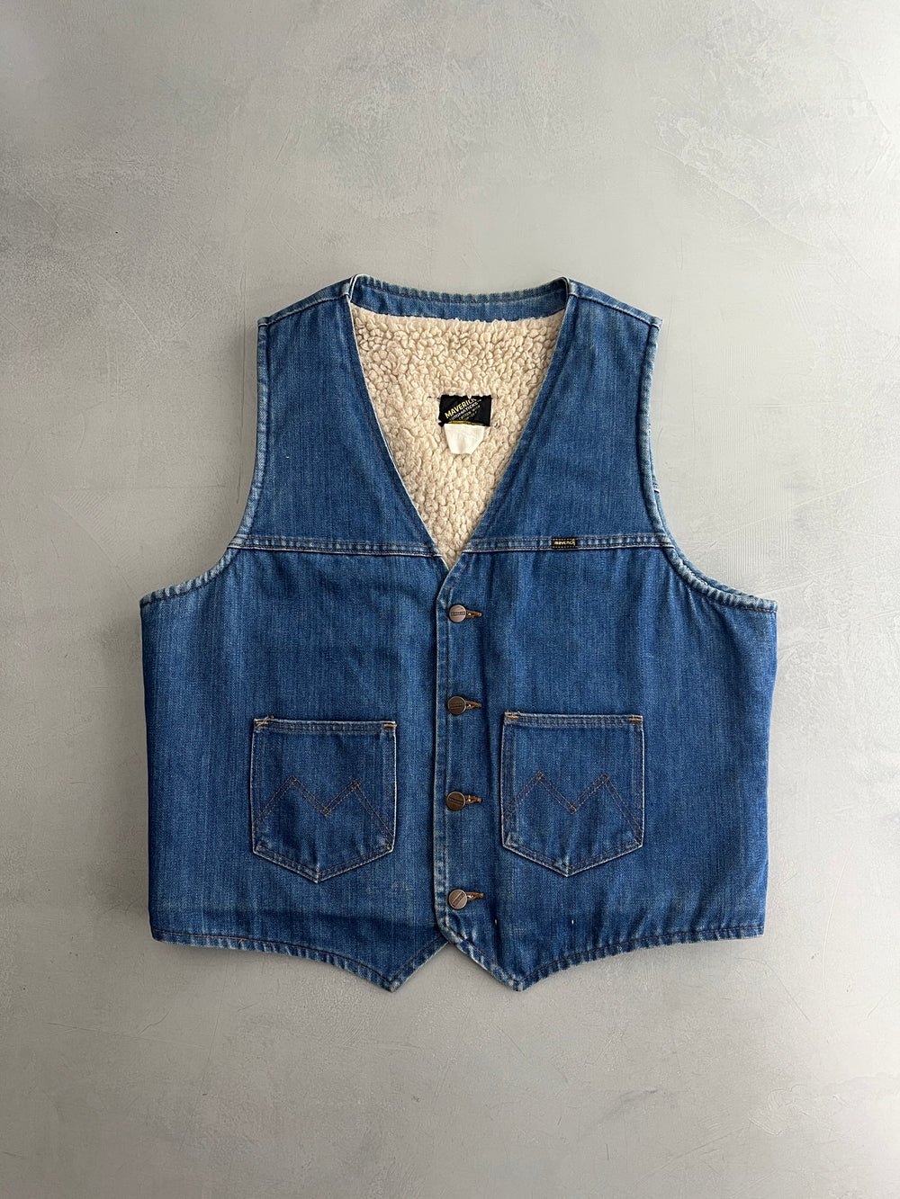 70's Maverick Denim Shearling Vest [M]