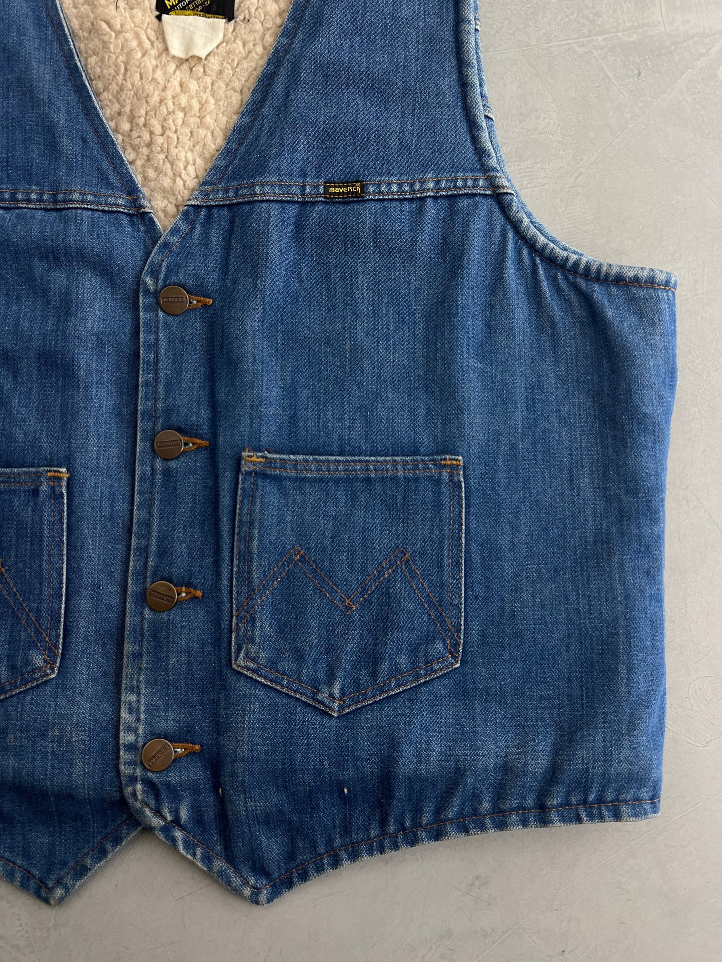 70's Maverick Denim Shearling Vest [M]