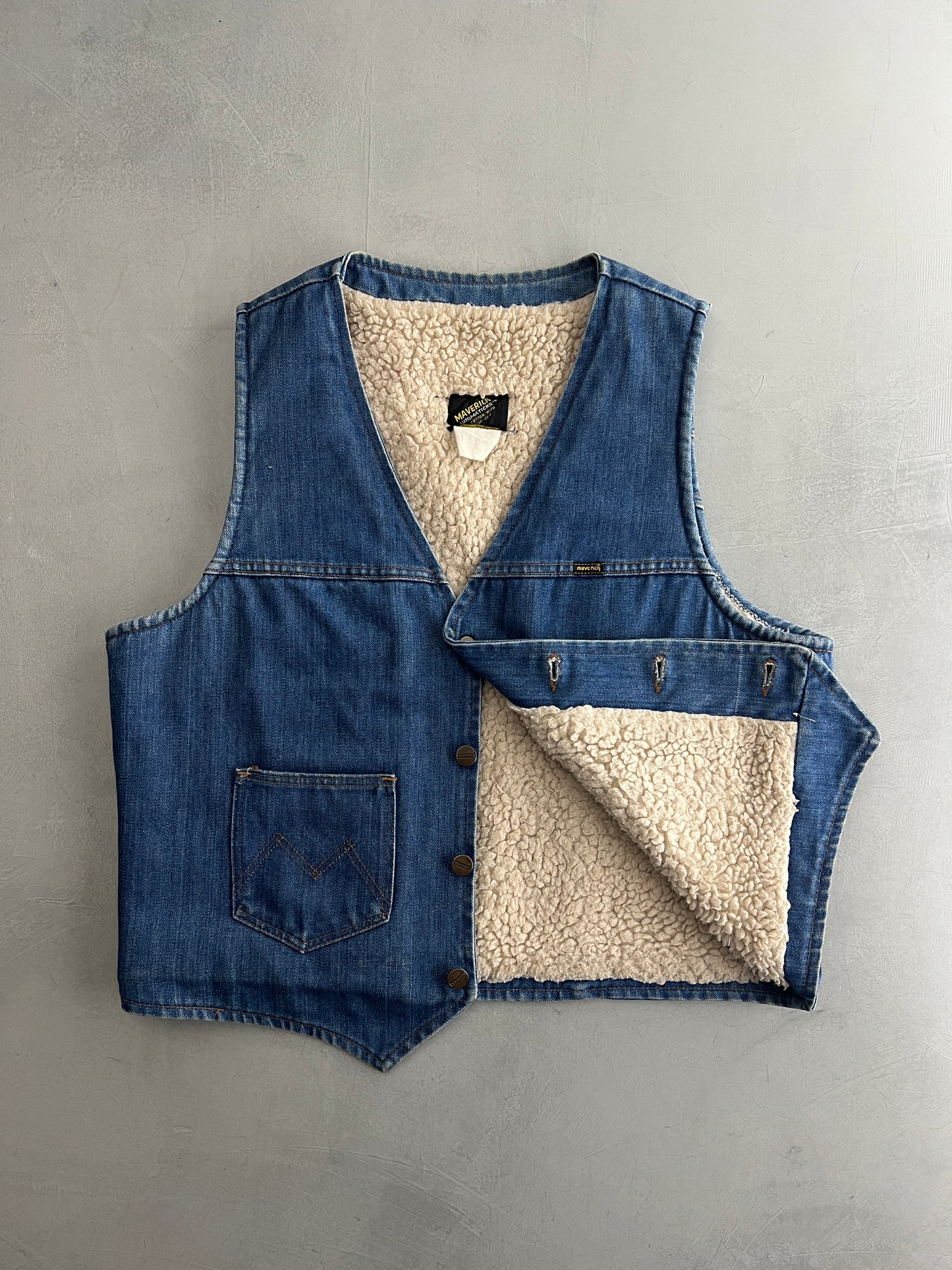 70's Maverick Denim Shearling Vest [M]