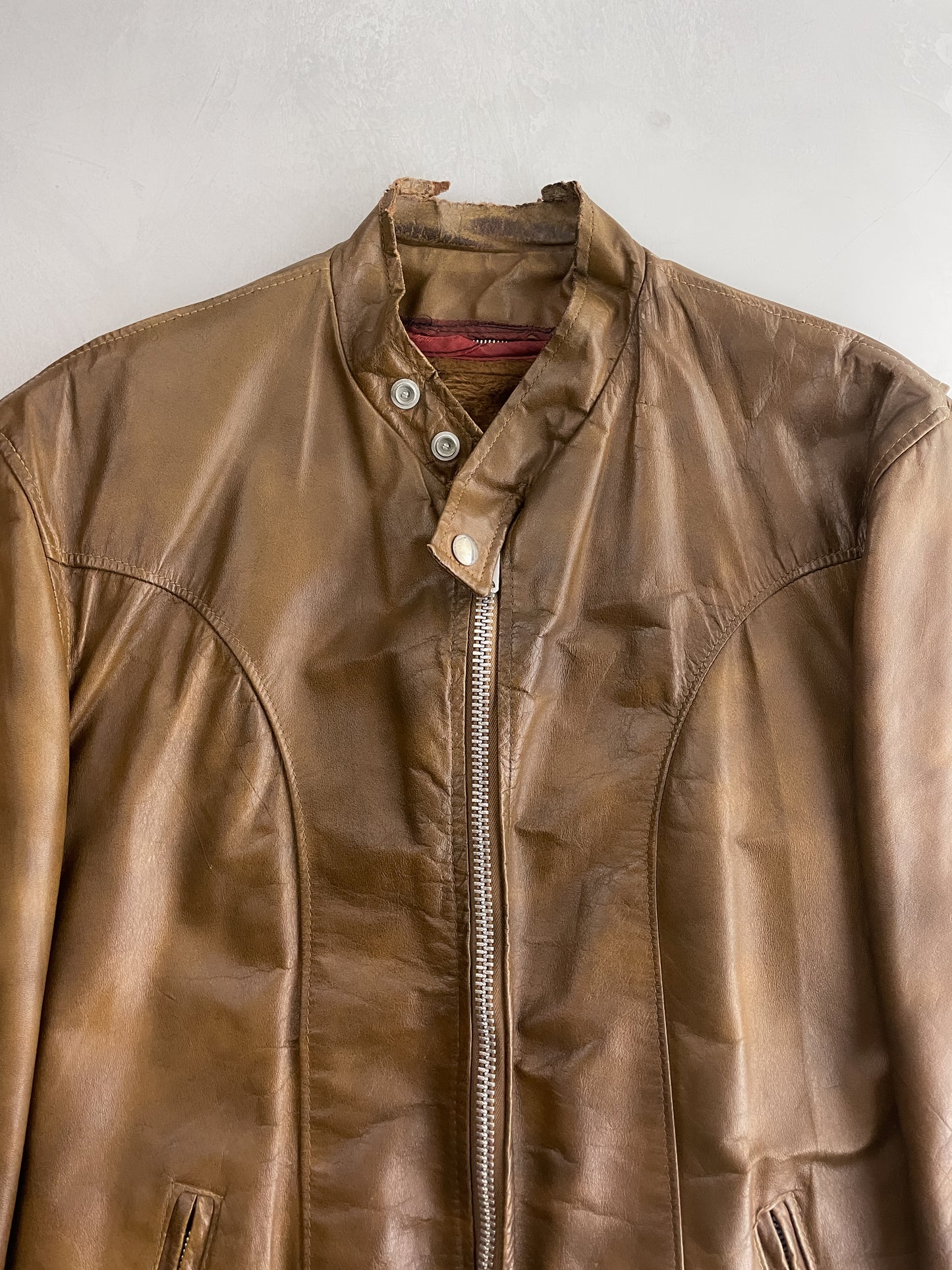 70's Cycle Rider Motorcycle Jacket w Liner [M/L]