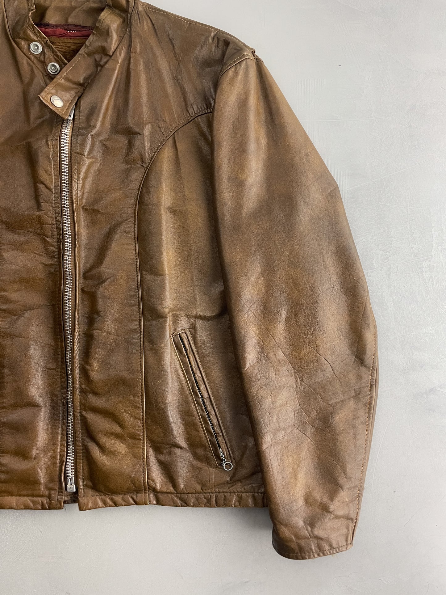 70's Cycle Rider Motorcycle Jacket w Liner [M/L]