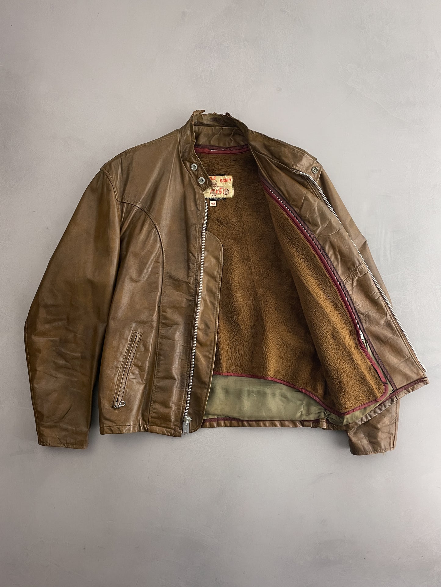 70's Cycle Rider Motorcycle Jacket w Liner [M/L]