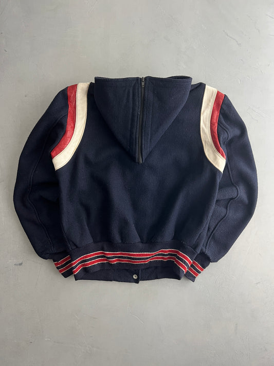 80's Science & Tech Hooded Varsity Jacket [M]