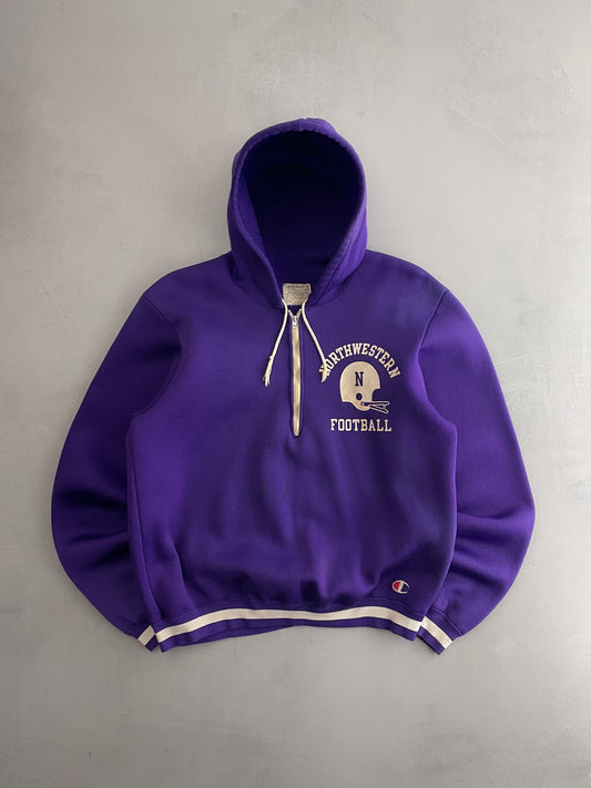 60's Champion Northwestern Football Quarter Zip Hoodie [L]