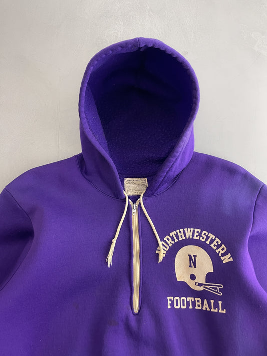 60's Champion Northwestern Football Quarter Zip Hoodie [L]