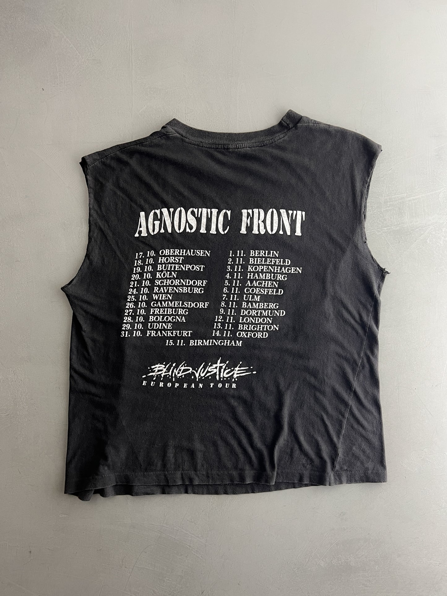 '92 Agnostic Front 'Blind Justice' European Tour Tee [L/XL]