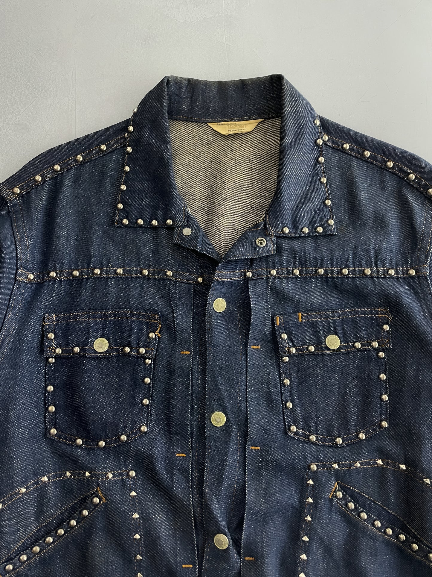 70's J.C. Penney Ranch Craft Studded Denim Jacket [L]