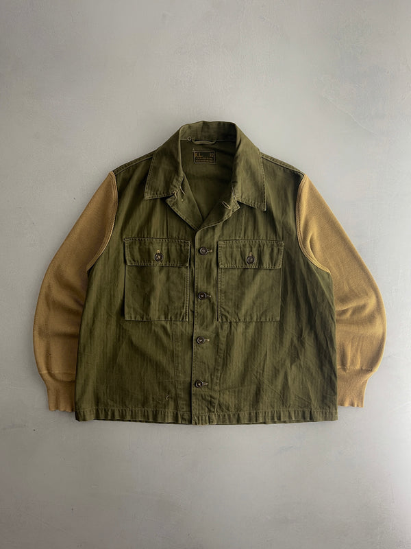 60's Dutch Military H.B.T. Field Shirts w Ribbed Sleeves [L]