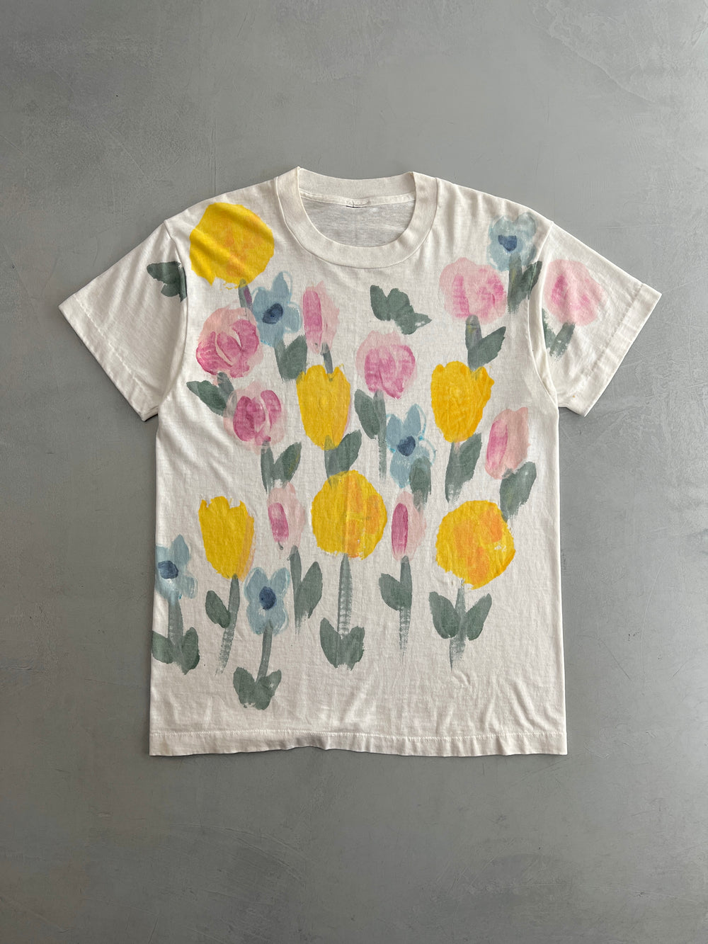 Hand-Painted Flower Tee [L]