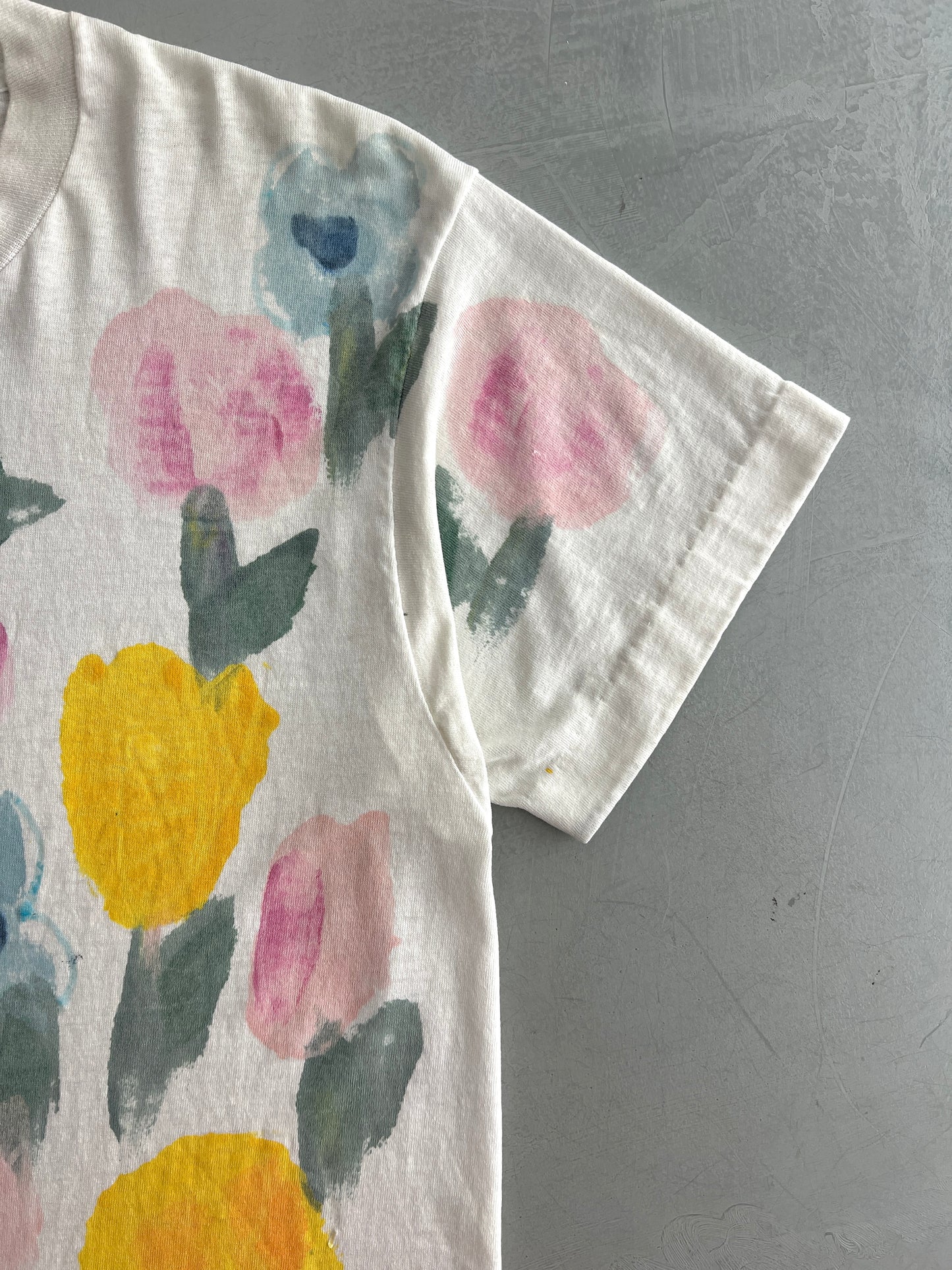 Hand-Painted Flower Tee [L]