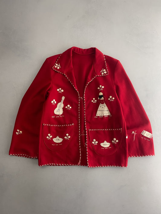 Mexican Folk Art Jacket [M] Red