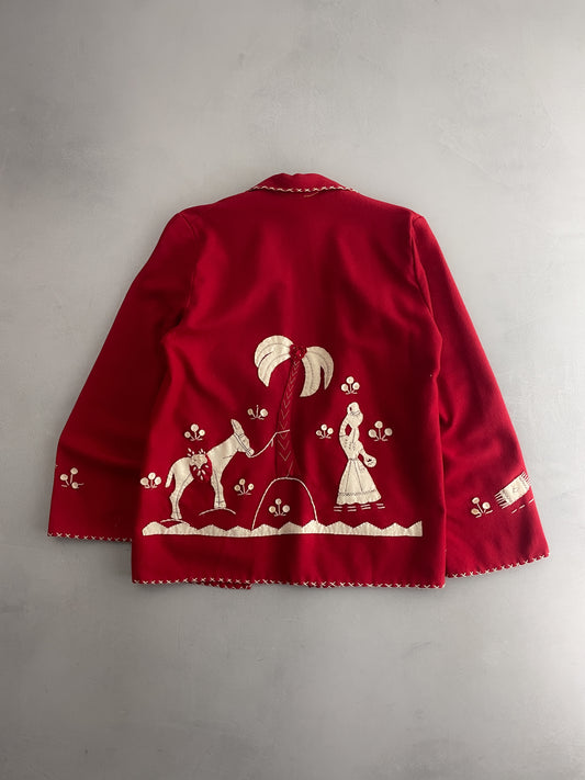 Mexican Folk Art Jacket [M] Red