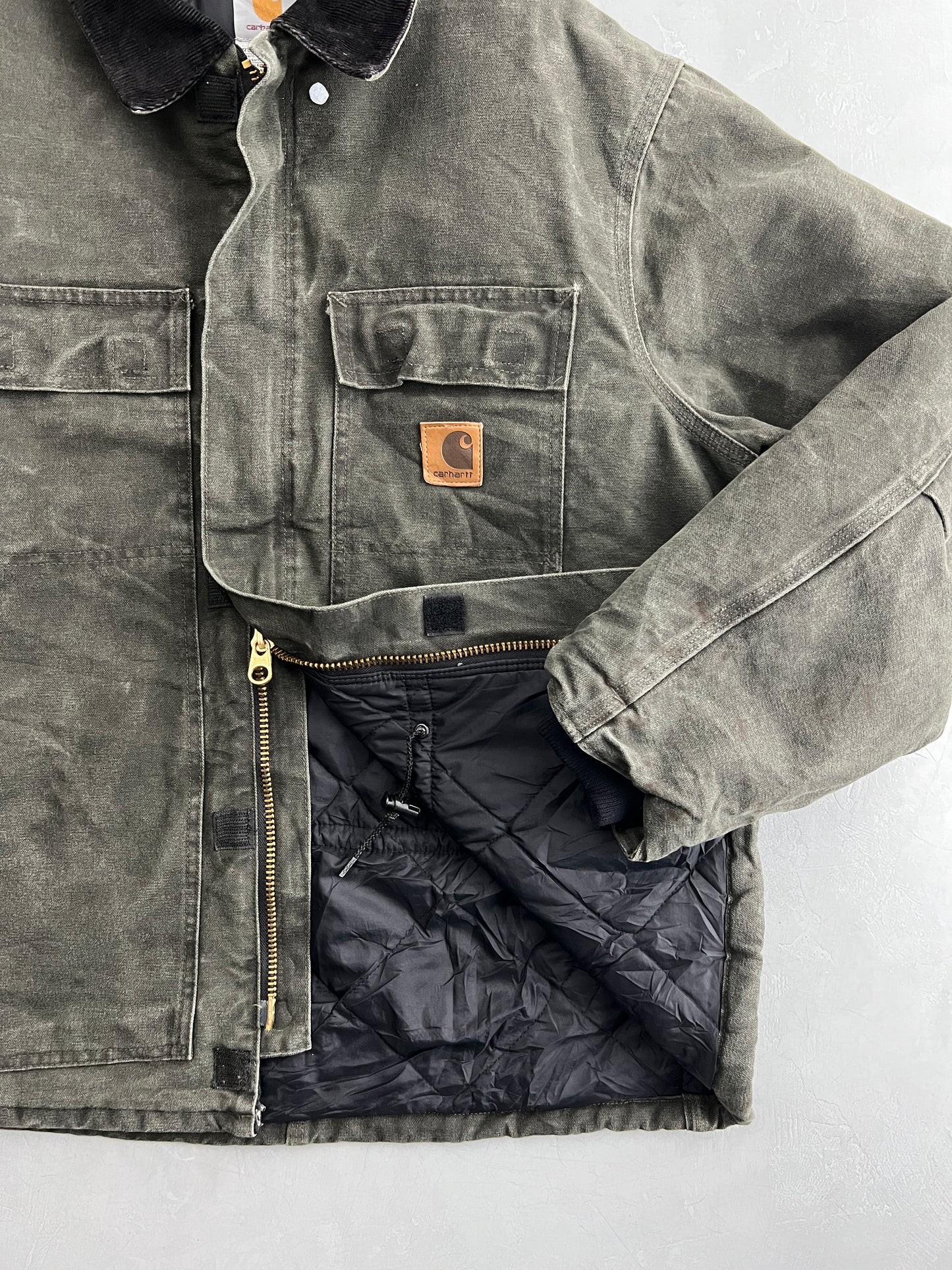 Faded Carhartt Chore Jacket w Detachable Hood [L]