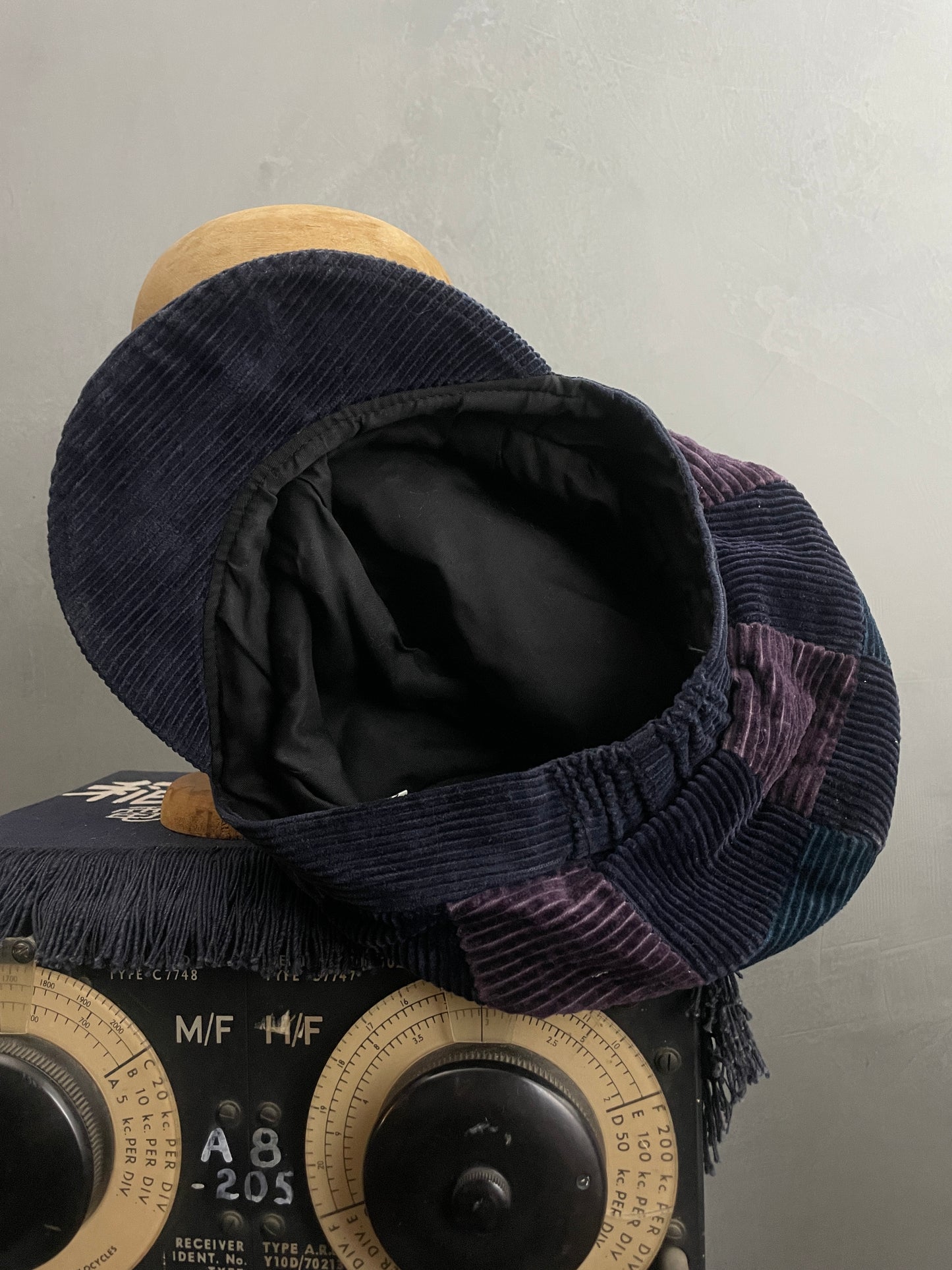 Patchwork Cord Floppy Cap