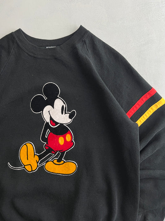80's Flock Print Mickey Sweatshirt [L]