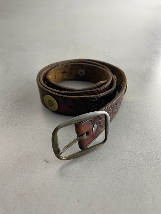 Hand-Tooled Shotgun Shell Belt [34"-39"]