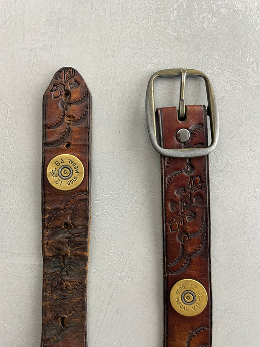 Hand-Tooled Shotgun Shell Belt [34"-39"]