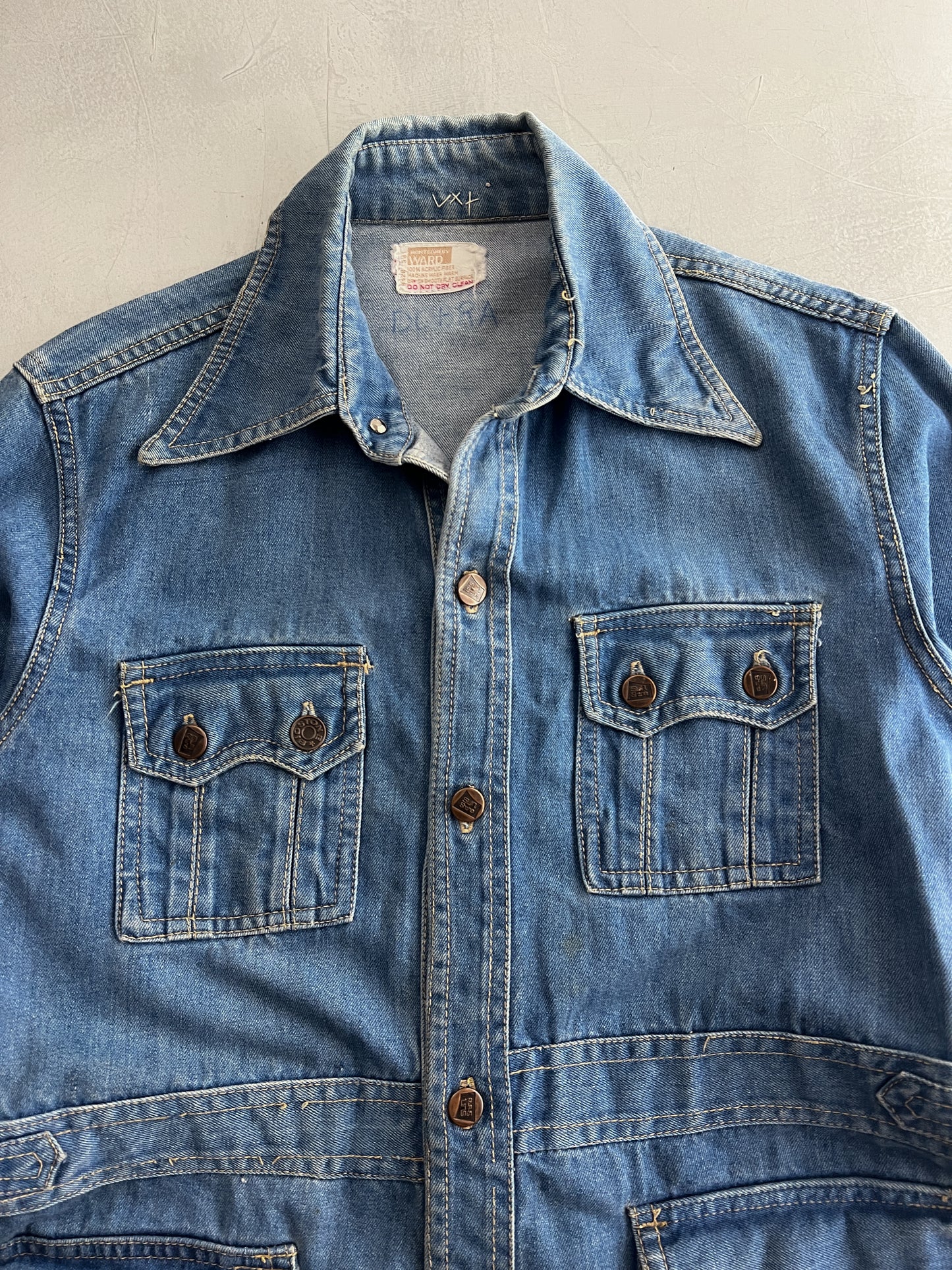 70's Montgomery Ward "Safari" Denim Jacket [M]