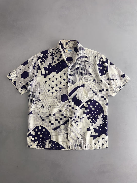 70's Rayon Japanese Print Shirt [L]