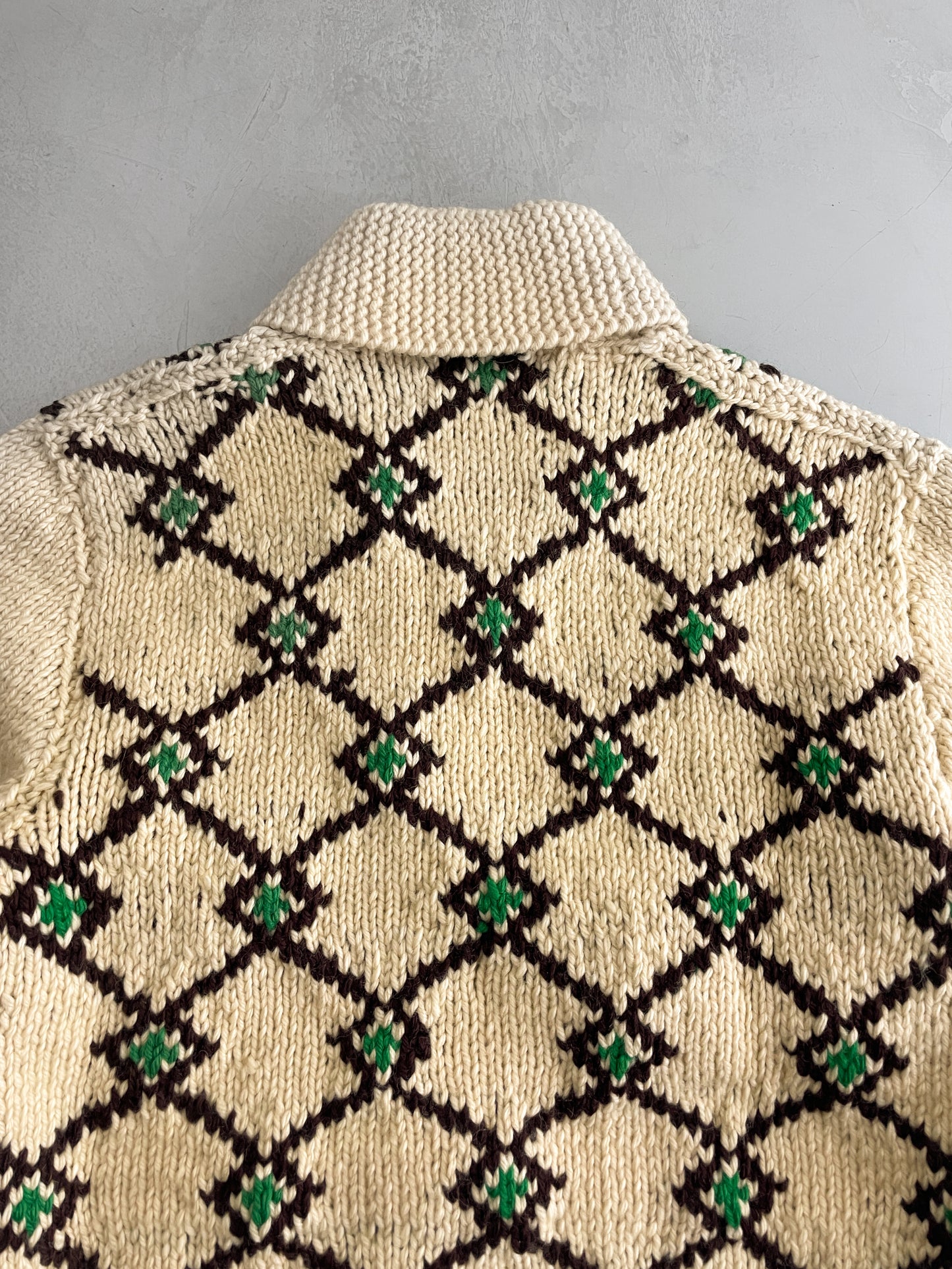 50's Cowichan Shawl Collar Knit [L]