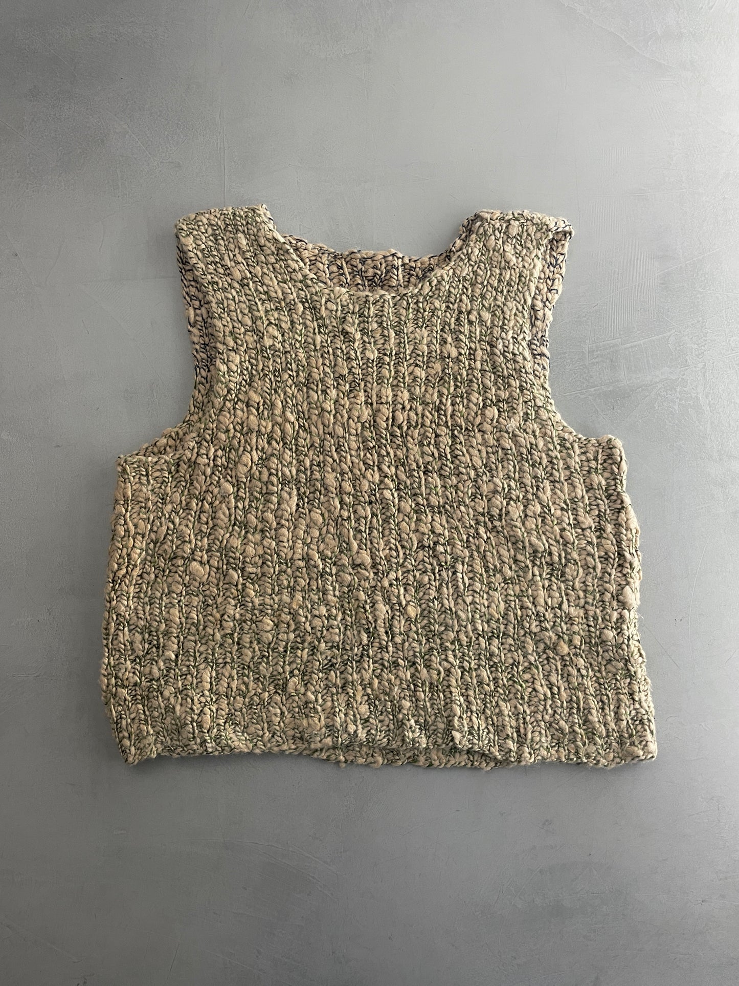 Hand-Knitted Wool Vest [XL]