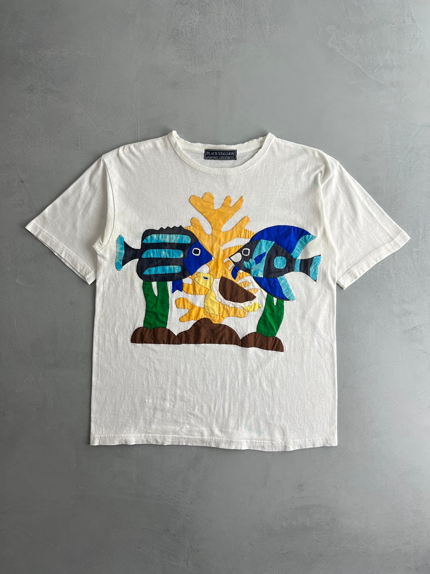 90's Hand Sewn Fish Tee [L]