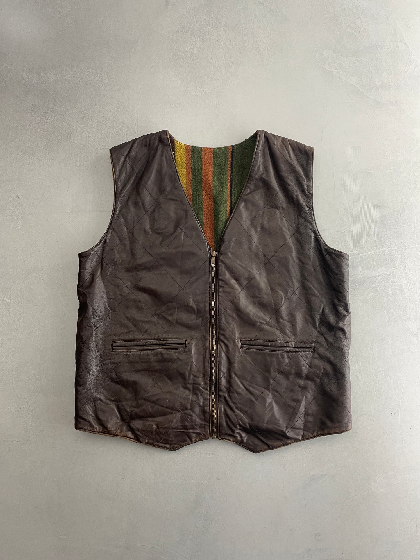 Reversible Quilted Leather Vest [M/L]