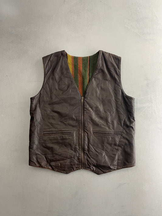 Reversible Quilted Leather Vest [M/L]