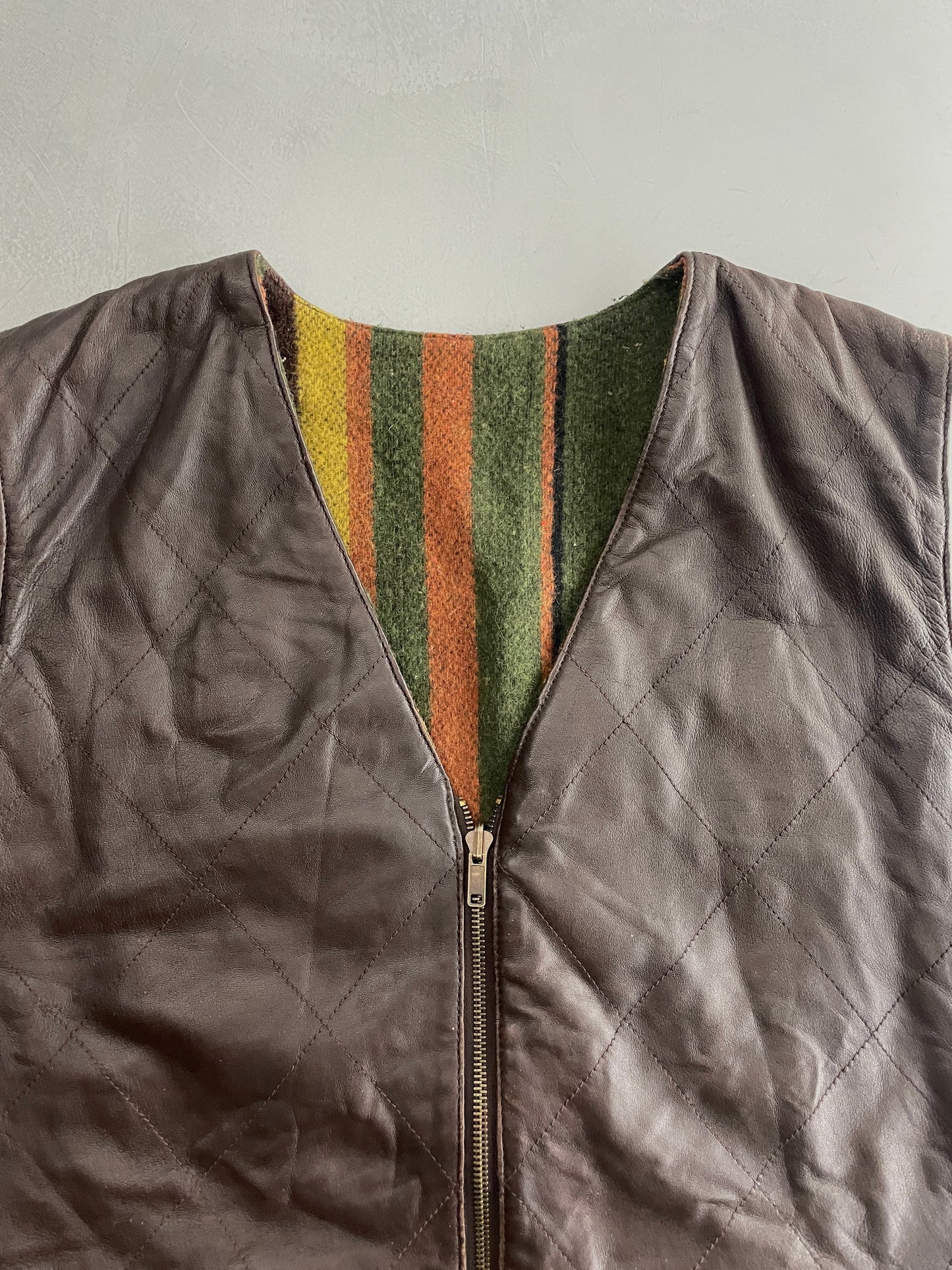 Reversible Quilted Leather Vest [M/L]