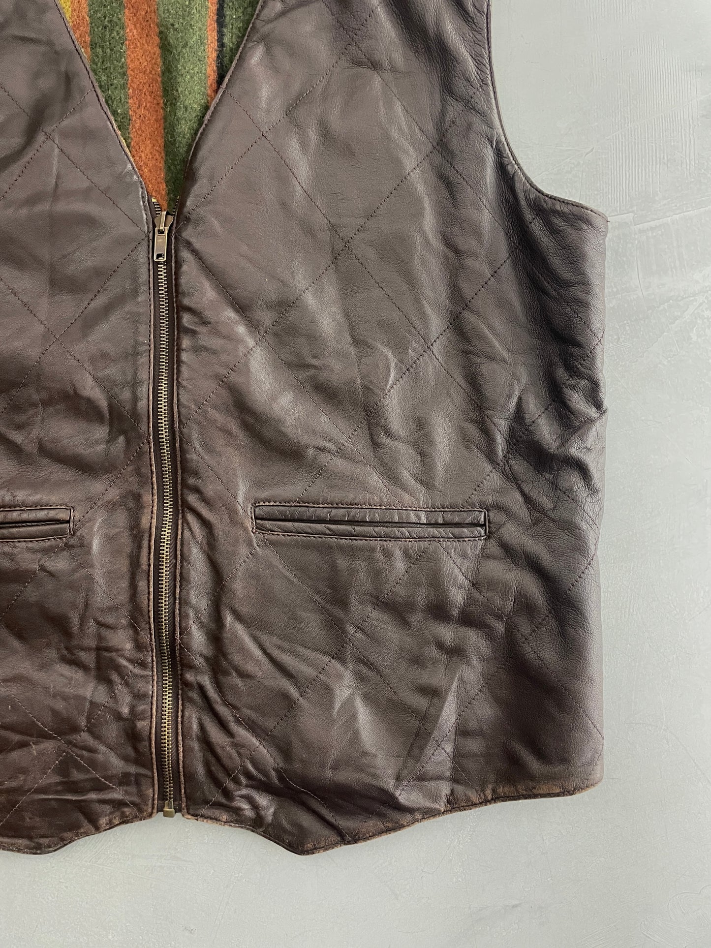 Reversible Quilted Leather Vest [M/L]