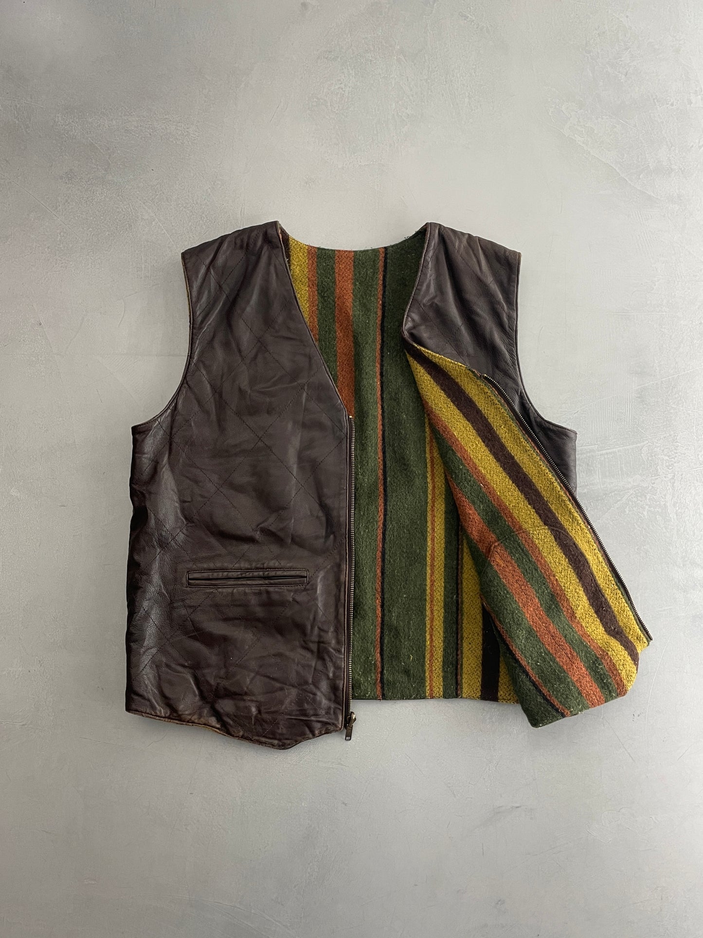 Reversible Quilted Leather Vest [M/L]